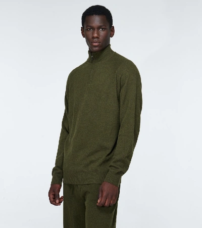 Shop Derek Rose Cashmere Half-zipped Sweater In Green