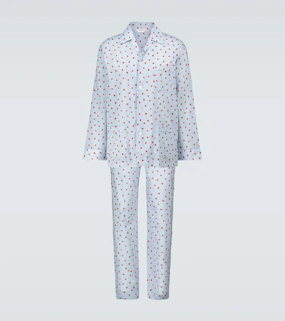 Shop Derek Rose Printed Cotton Pajama Set In Blue