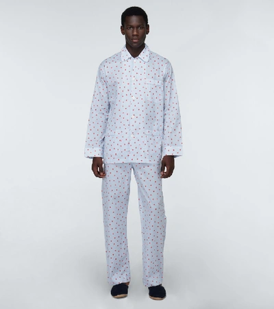 Shop Derek Rose Printed Cotton Pajama Set In Blue