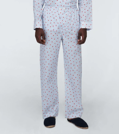 Shop Derek Rose Printed Cotton Pajama Set In Blue