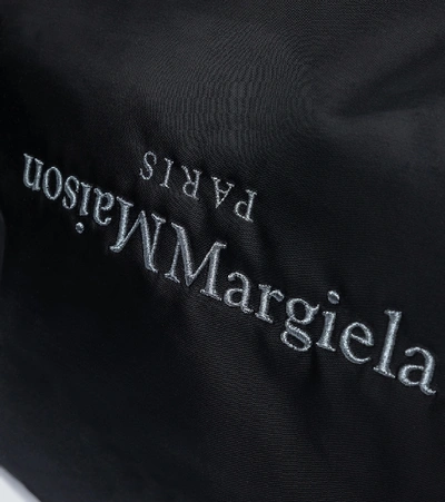 Shop Maison Margiela Upside-down Logo Nylon Tote Bag In Black