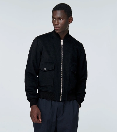 Shop Givenchy Wool And Cashmere-blend Bomber Jacket In Black