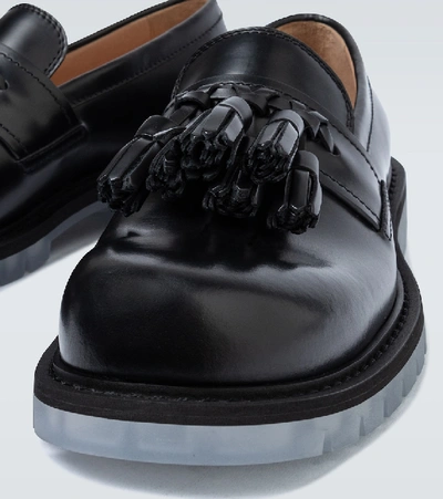 Shop Bottega Veneta Tassel Leather Loafers In Black