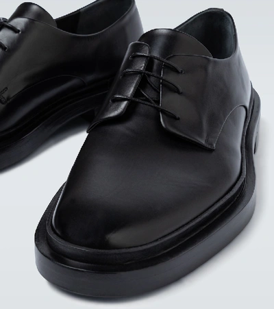Shop Jil Sander Derby Leather Shoes In Black