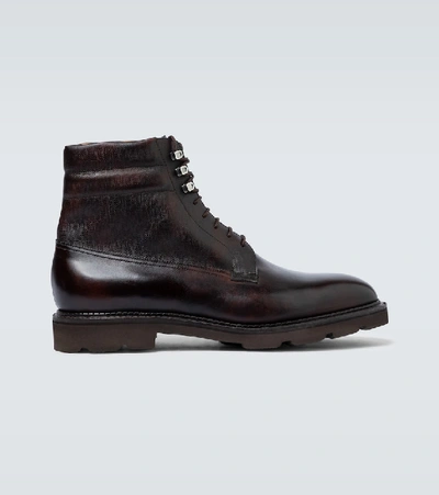 John Lobb Alder Lace-up Leather Derby Boots In Black | ModeSens