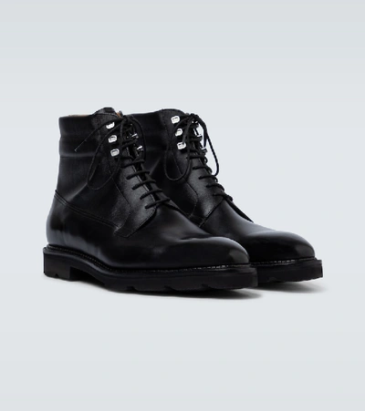 Shop John Lobb Alder Leather Lace-up Boots In Black