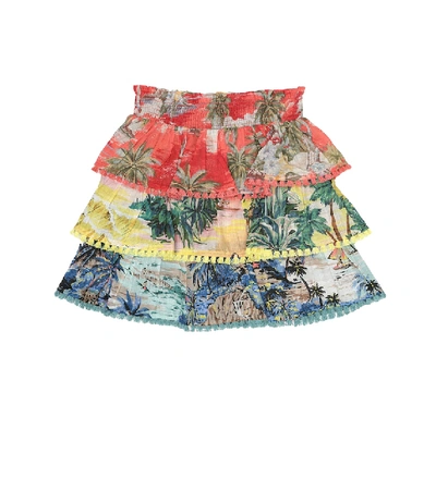 Shop Zimmermann Juliette Printed Cotton Skirt In Multicoloured