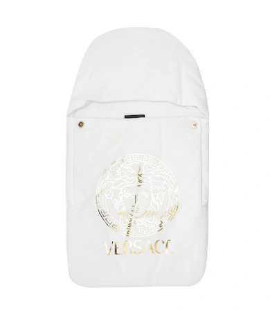 Shop Versace Baby Medusa Bunting Bag In White