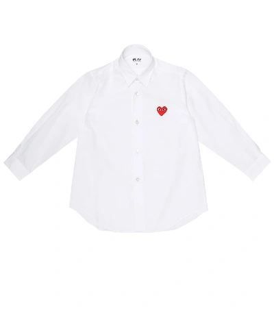 Shop Comme De Garçons Play Comme Des Garçons Play Kids Heart Logo Cotton-poplin Shirt In White
