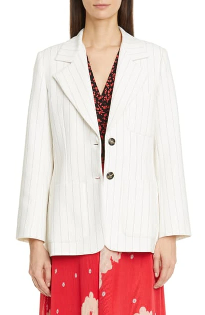 Shop Ganni Two-button Suiting Jacket In Egret