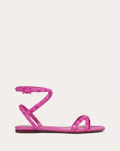 Shop Valentino Garavani Rockstud Flair Nappa Leather Flat Sandal In Radiant Orchid