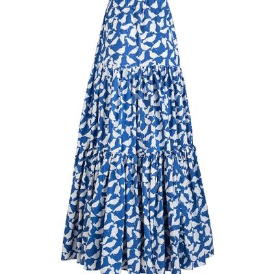 Shop La Doublej Big Skirt In Uccellini Blu