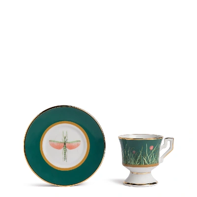 La Doublej Housewives Espresso Cup & Saucer Set Of 2 In Libellula