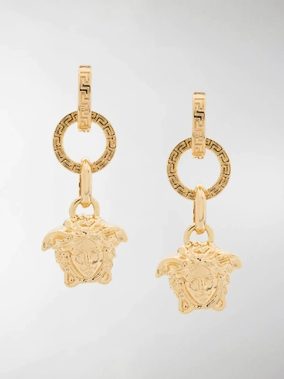 Shop Versace Medusa Drop Earrings In Gold