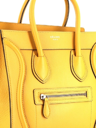 Pre-owned Celine  Micro Luggage Tote Bag In Yellow