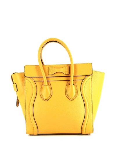 Pre-owned Celine  Micro Luggage Tote Bag In Yellow