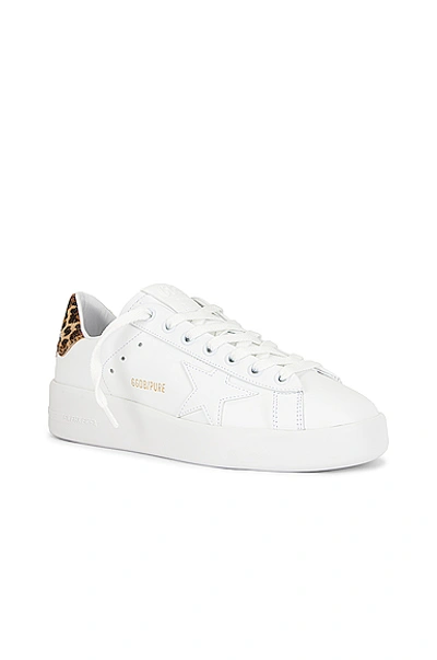 Shop Golden Goose Pure Star Sneaker In White & Brown Leopard