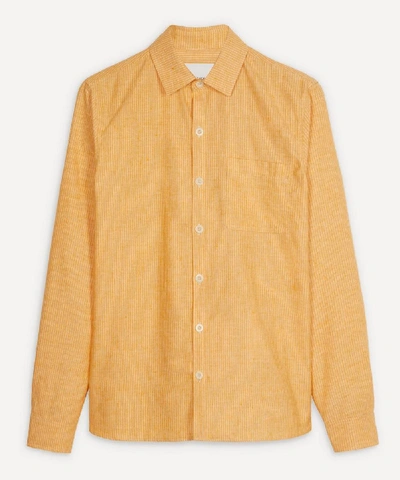 Shop King & Tuckfield Striped Cotton Shirt In Tangerine Stripe