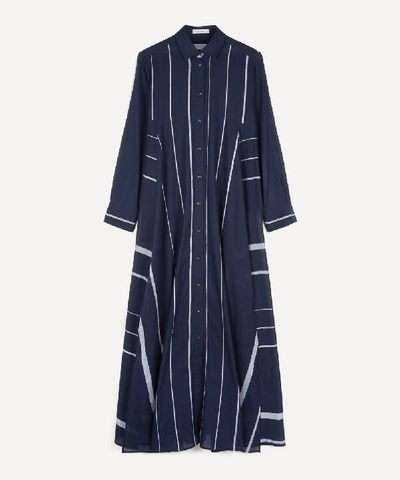 Shop Palmer Harding Casablanca Dress In Navy Stripe Voile