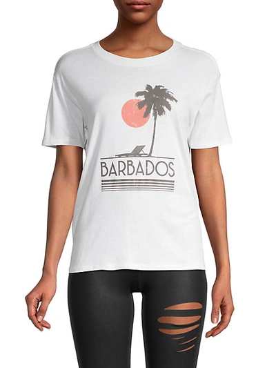 Shop David Lerner Barbados Graphic Boyfriend T-shirt In Vintage White