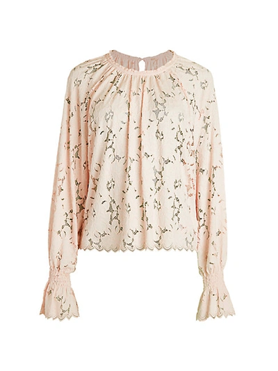 Shop Free People Olivia Lace Blouse In Navy