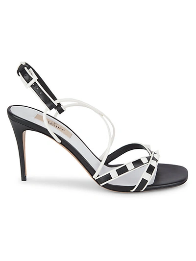 Shop Valentino Two-tone Strappy Leather Sandals In Rosa