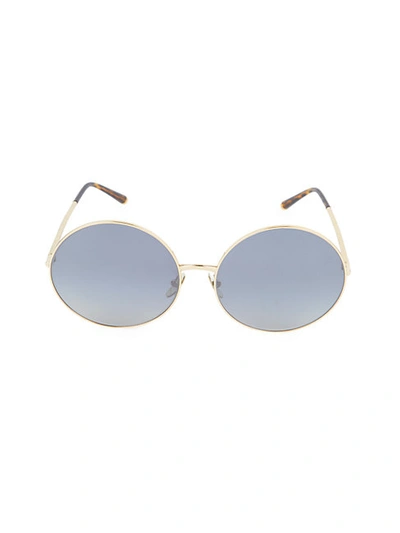 Shop Dolce & Gabbana 63mm Round Sunglasses In Gold Havana