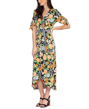 floral print faux wrap dress