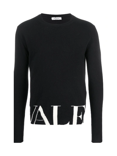Shop Valentino Logo Sweater In Na Black