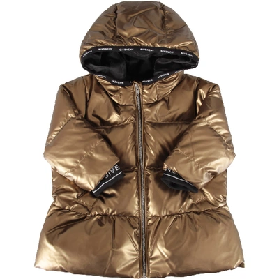 Shop Givenchy Bronze Jacket For Baby Girl With Logo In Gold