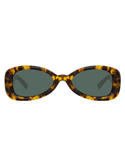 Shop Linda Farrow Tortoiseshell Oval Tinted Sunglasses In Brown