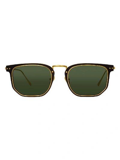 Shop Linda Farrow Green Saul Rectangular Sunglasses