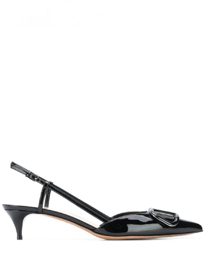 Shop Valentino Vlogo Leather Slingback Pumps