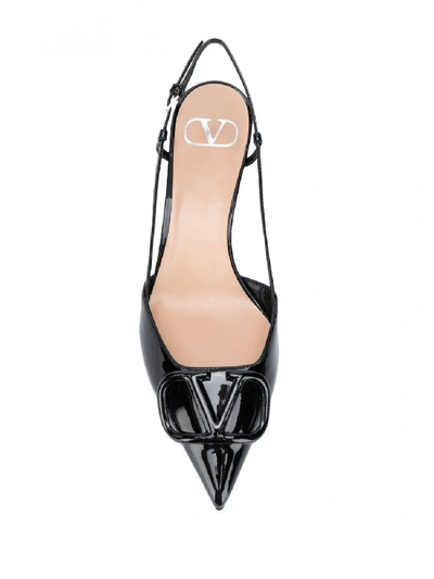 Shop Valentino Vlogo Leather Slingback Pumps