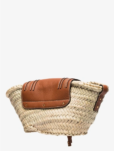 Shop Chloé Marcie Leather And Raffia Shoulder Bag