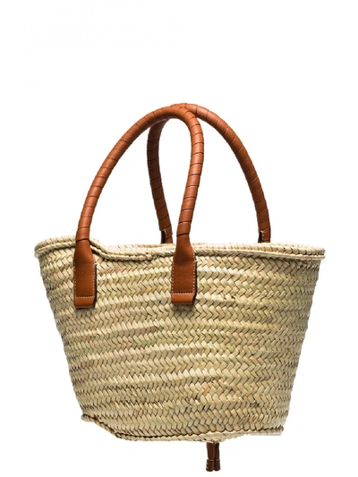 Shop Chloé Marcie Leather And Raffia Shopping Bag In Brown