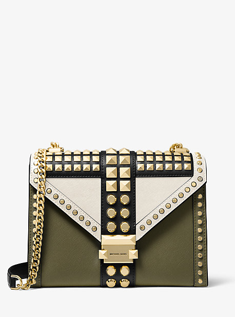 Michael Kors Whitney Large Studded Saffiano Leather Convertible Shoulder Bag In | ModeSens