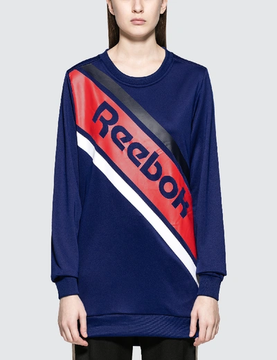 Shop Reebok Gr Crewneck Sweatshirt In Blue