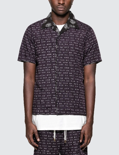 Shop Sasquatchfabrix “sensou” Open Collar H/s Shirt In Purple
