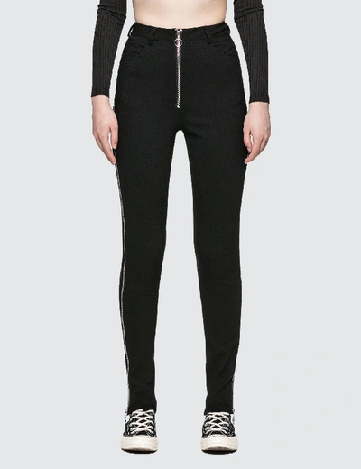 Shop Danielle Guizio Maud Trousers Zipped In Black