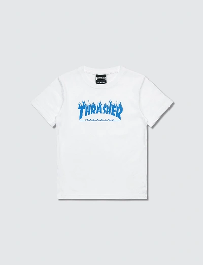 Shop Thrasher Blue Flame Kids T-shirt In White