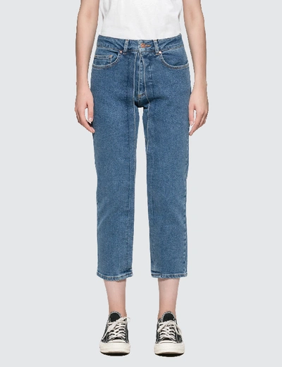 Shop Aalto Cropped Straight Fit Jeans With Pleats In Blue