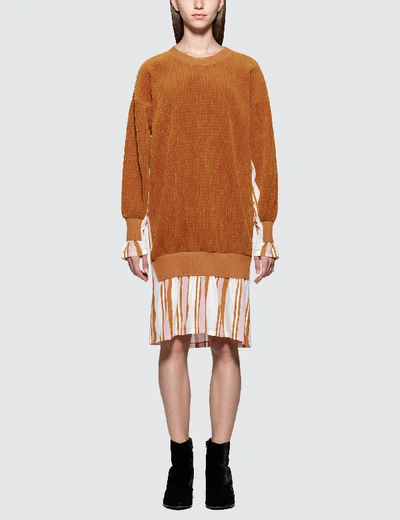 Shop Aalto Heavy Jersey Dress With Flared Hem In Orange