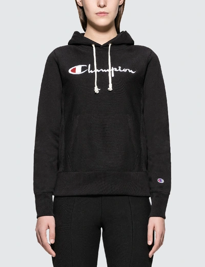 Shop Champion Hooded Sweatshirt In Black