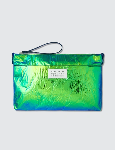 Shop Maison Margiela Iridescent Clutch Bag In Green