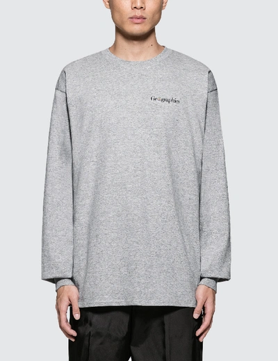 Shop Geo Layers L/s T-shirt In Grey