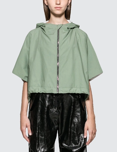 Shop Aalto Short Hooded Zip Jacket In Green