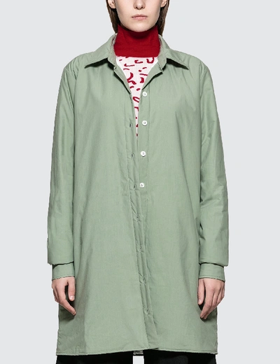 Shop Aalto Lightly Padded Oversized Shirt With Slits In Green