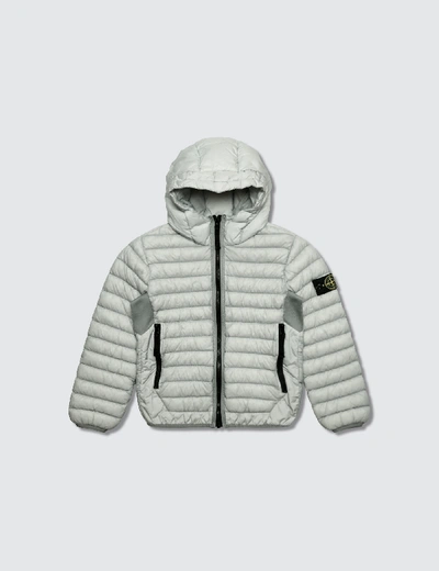 Shop Stone Island Hooded Puffer Infant Jacket In Grey