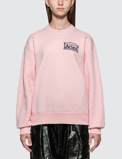 Shop Aries Logo Sweatshirt In Pink